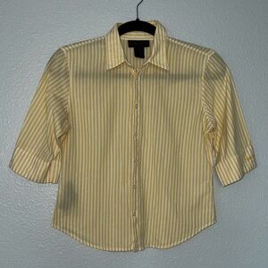 Ralph Lauren Yellow and White Striped Button-Down Shirt